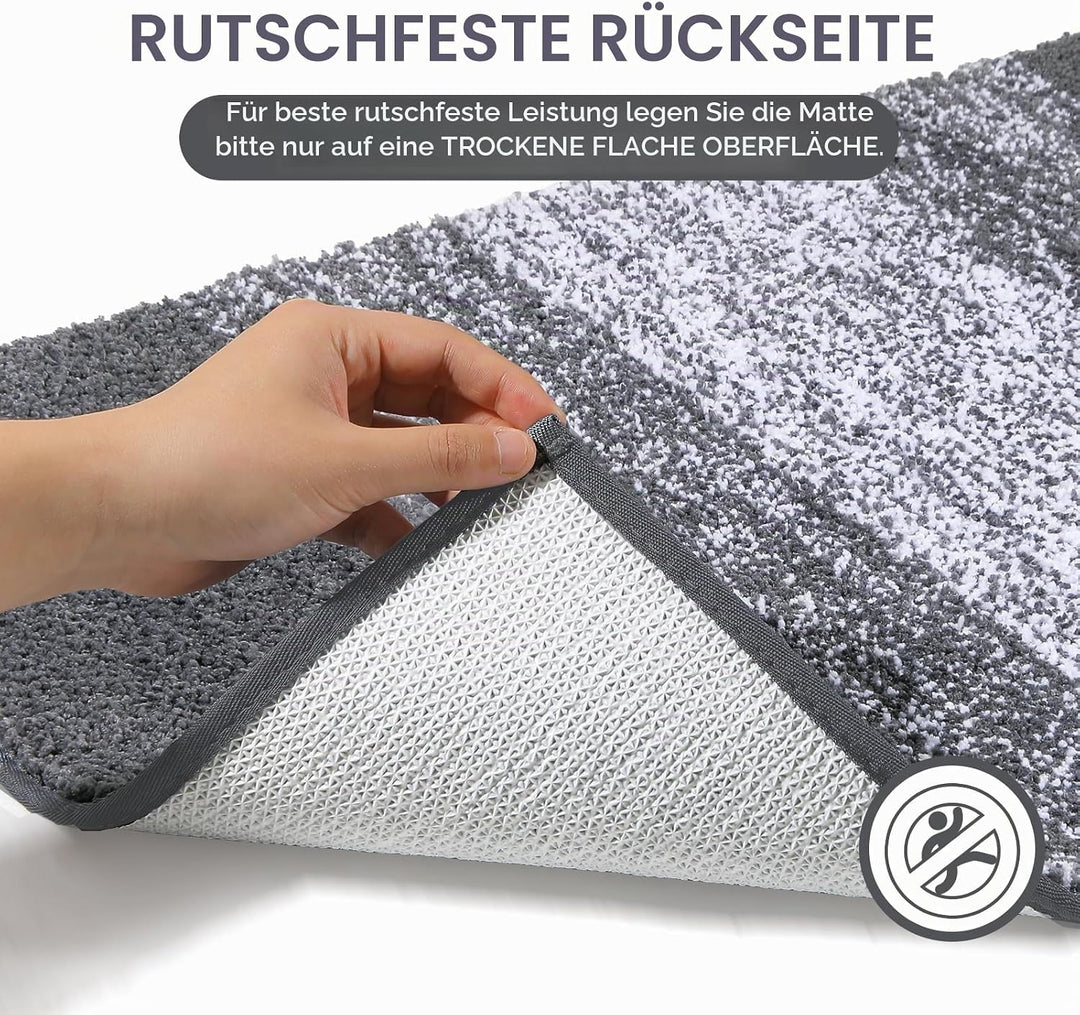 Enyhom Mikrofaser Badteppich Set 2 Teilig Grau rutschfeste Saugfähig Weiche Badematte Toilettenmatte