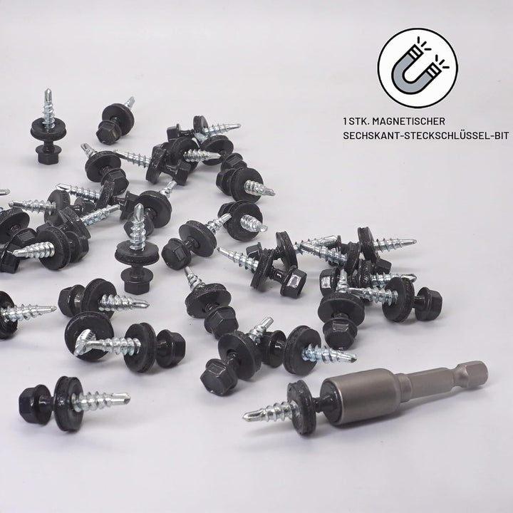 (Packung mit 250 Stück) Metall-Dachschrauben, 4,8 x 25 mm lackierte, selbstbohrende Schrauben mit EP