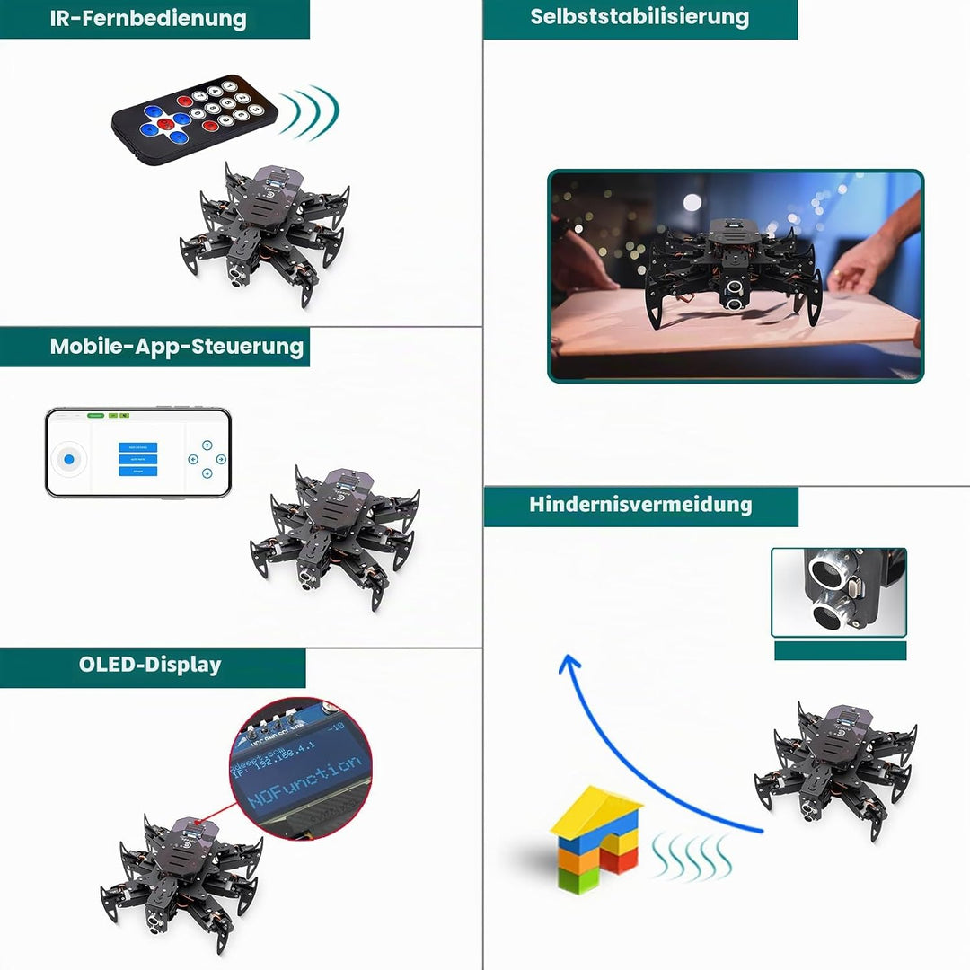 Adeept Hexapod Spider Robot Kit Compatible with Arduino, Spider Walking Crawling Robot, Programming
