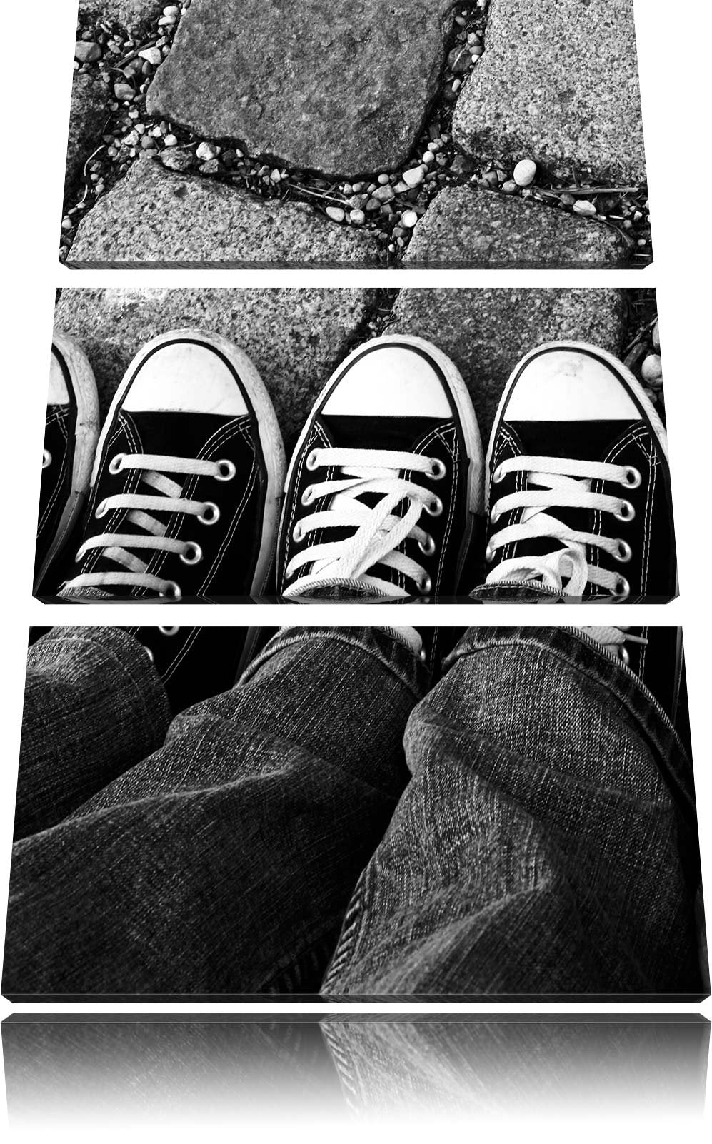 Pixxprint Lässige Schuhe als Leinwandbild/Grösse: 3 Teilig (120x80) cm/Wandbild/Kunstdruck/fertig be