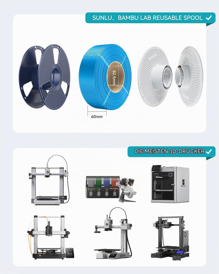 SUNLU PLA+ Filament Refill 1.75mm 4KG, PLA Plus 3D Drucker Filament Bündel, No-Spule Filament PLA Re
