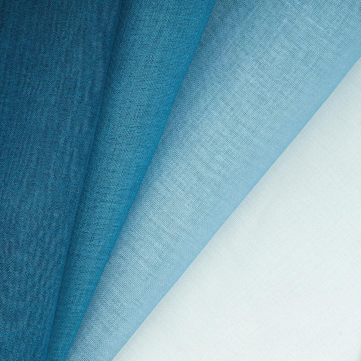 MRTREES Gardinen Voile mit Ösen Wohnzimmer Modern 2er Set Farbverlauf Tealblau, Vorhang Transparent