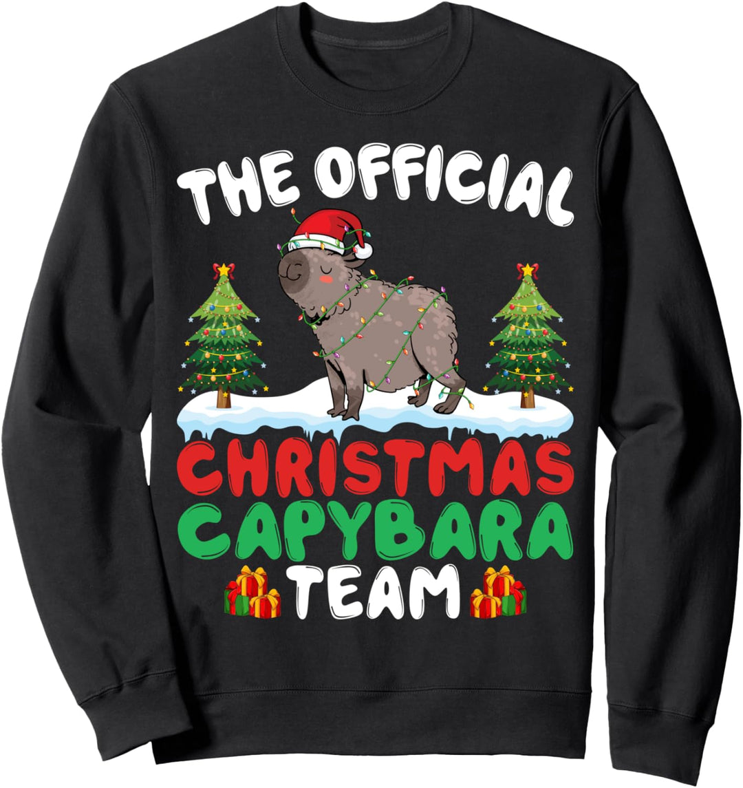 Christmas Capybara Team - Capybara Wearing Santa Hat Xmas Sweatshirt