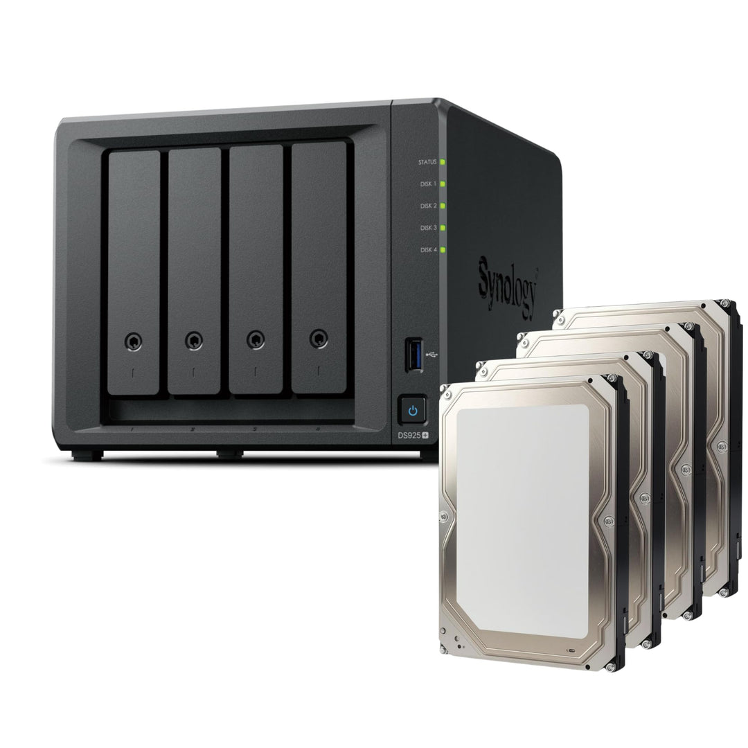 Synology DS925+ Bundle 96TB Bestpreis Festplatten (4X 24TB) 4Bay Desktop NAS, 2.5GbE-Ports, 4GB RAM
