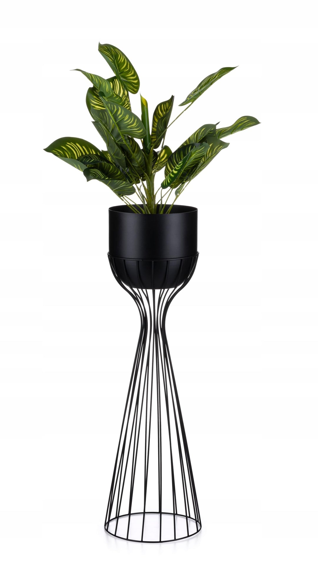 HowHomely Moderne Blumenständer Metall 68 cm Hoch mit Schwarz Blumentopf Rund 18 cm Ø auf Robuste St
