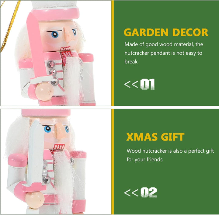 Veemoon 4 Stück Weihnachts Nussknacker aus Holz, 12cm - Soldat Ornamente Baumbehang Christbaumschmuc