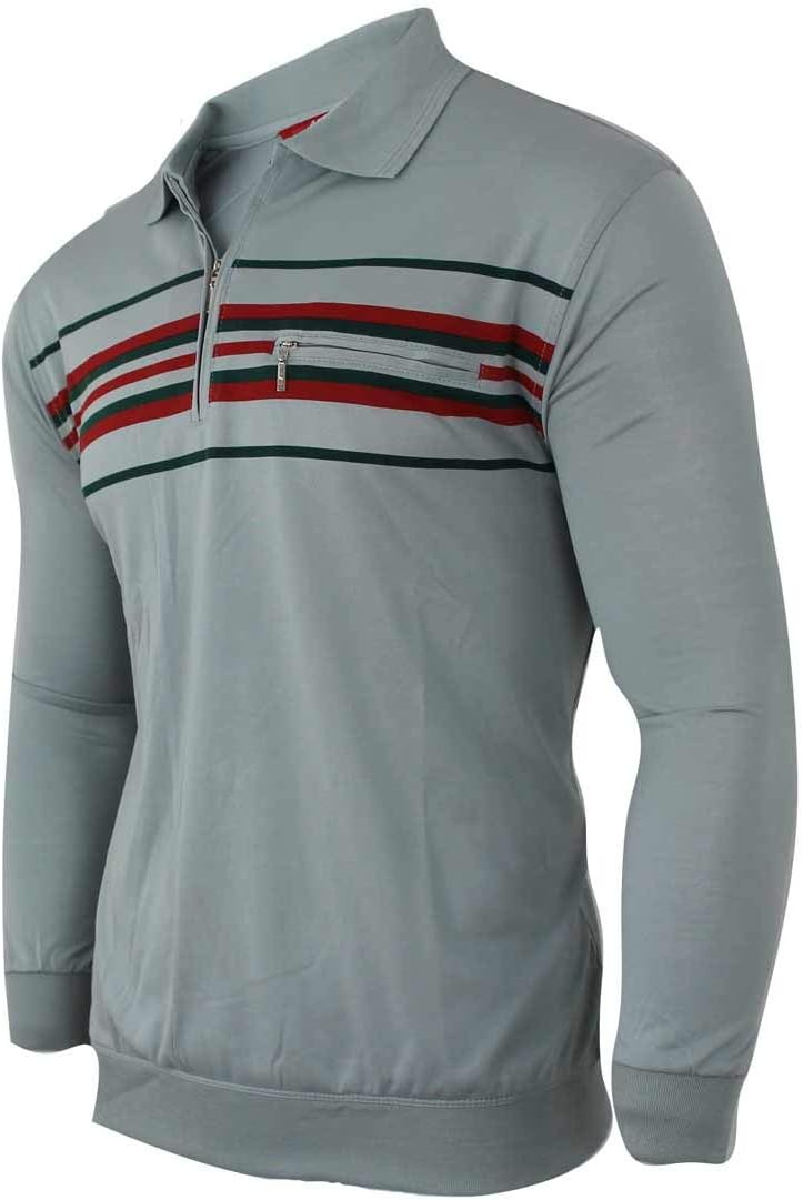 Soltice Herren Langarm Poloshirt, Kariert Kragen Polohemd mit Brusttasche, Blousonshirt aus Baumwoll