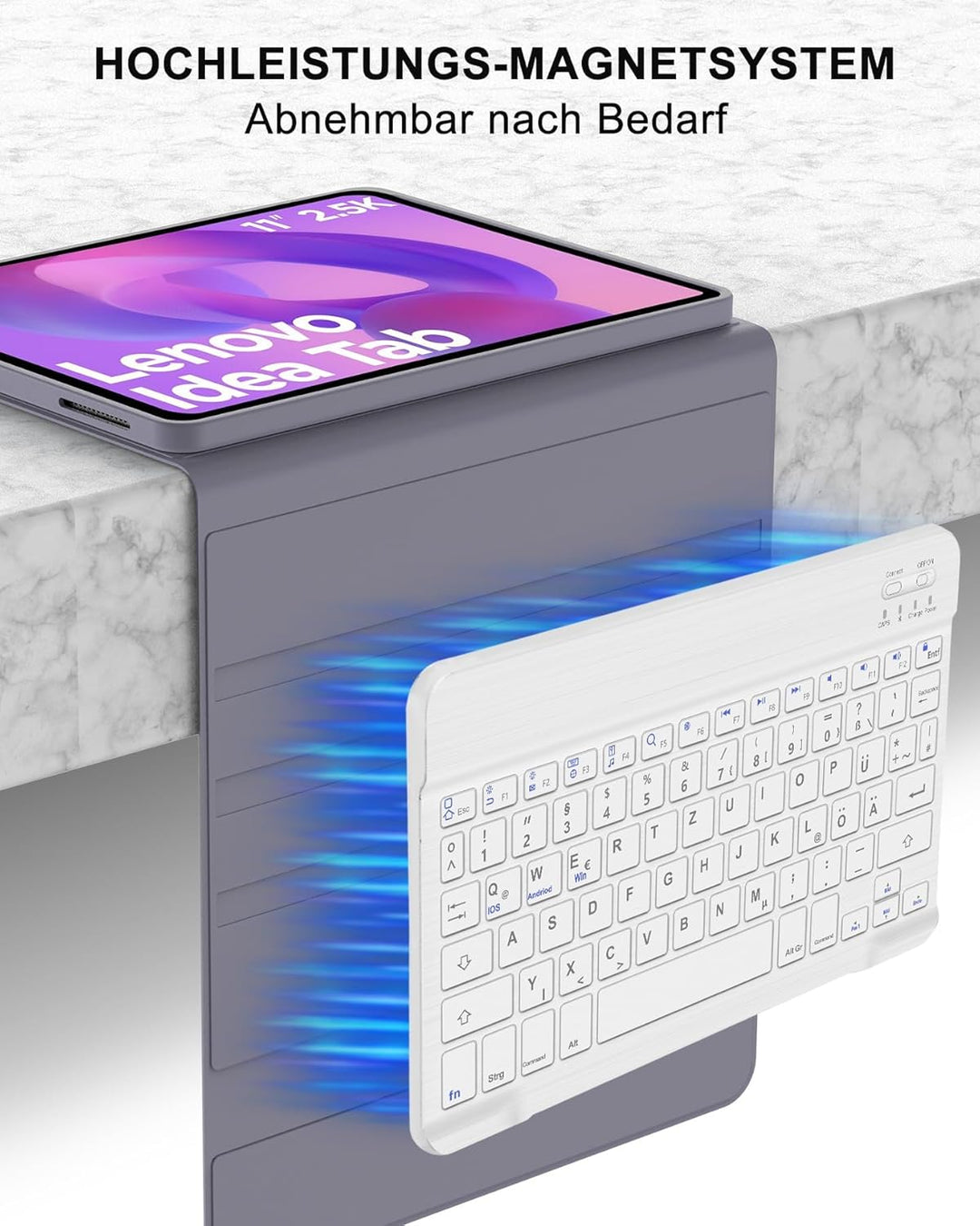 11 Zoll Hülle mit Bluetooth Tastatur für Lenovo Idea Tab 11 und Kompatible, Deutsch QWERTZ Keyboard,