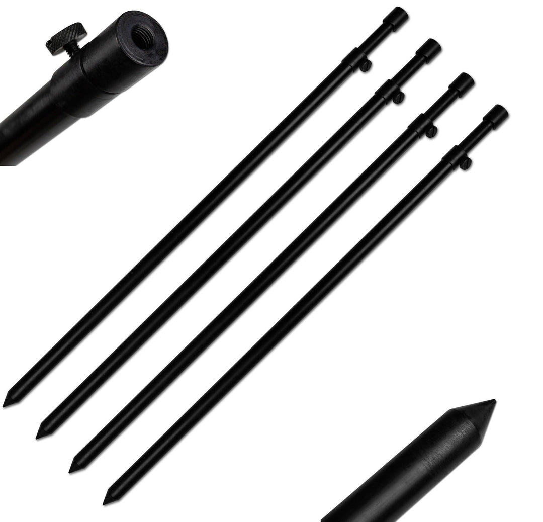 3er/4er Set Bankstick Alu Stormpole 40-70cm/60-105cm/80-140cm 19/16mm schwarz Erdspeer Erdspiess 4 S