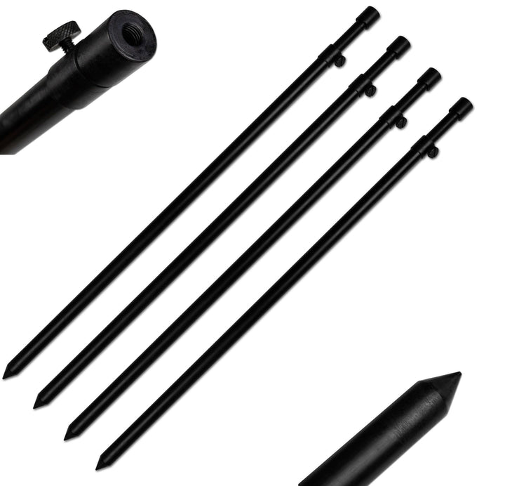 3er/4er Set Bankstick Alu Stormpole 40-70cm/60-105cm/80-140cm 19/16mm schwarz Erdspeer Erdspiess 4 S