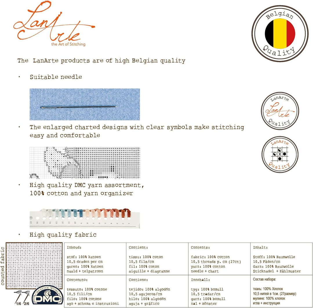 Lanarte PN-0175289 Kreuzstichset Landkarte der Niederlande, Zählmuster Zählmusterpackung, Baumwolle,