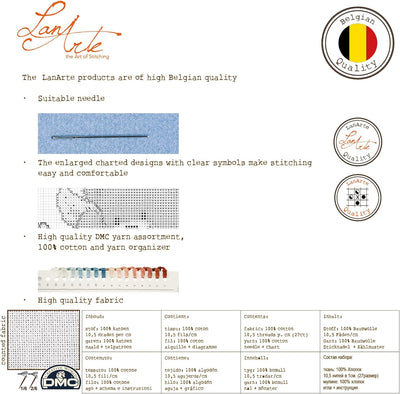 Lanarte PN-0175289 Kreuzstichset Landkarte der Niederlande, Zählmuster Zählmusterpackung, Baumwolle,