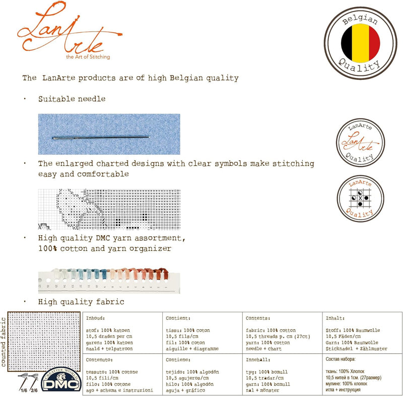 Lanarte PN-0175289 Kreuzstichset Landkarte der Niederlande, Zählmuster Zählmusterpackung, Baumwolle,