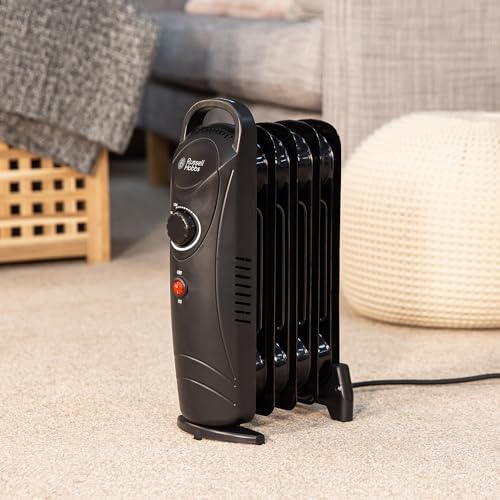 Russell Hobbs RHOFR3001, 650 W, ölgefüllte, tragbare Elektroheizung, 5 Lamellen, schwarz, einstellba