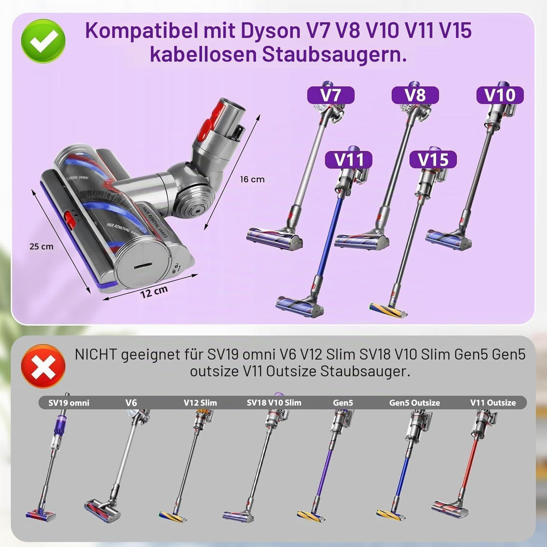 Torque Drive Bodendüse für Dyson V11 V15 V10 V8 V7 Bürste Anti-Tangle Einstellbare Saugkraft Elektri