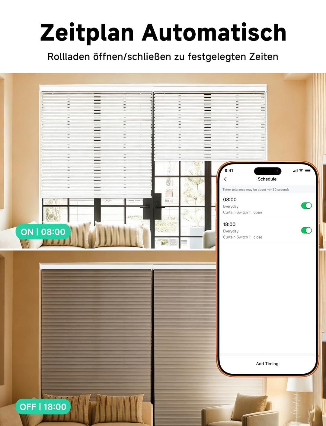 Wlan Rolladenschalter, Etersky Smart Rolladen Zeitschaltuhr mit Prozentfunktion, App Steuerbar und k