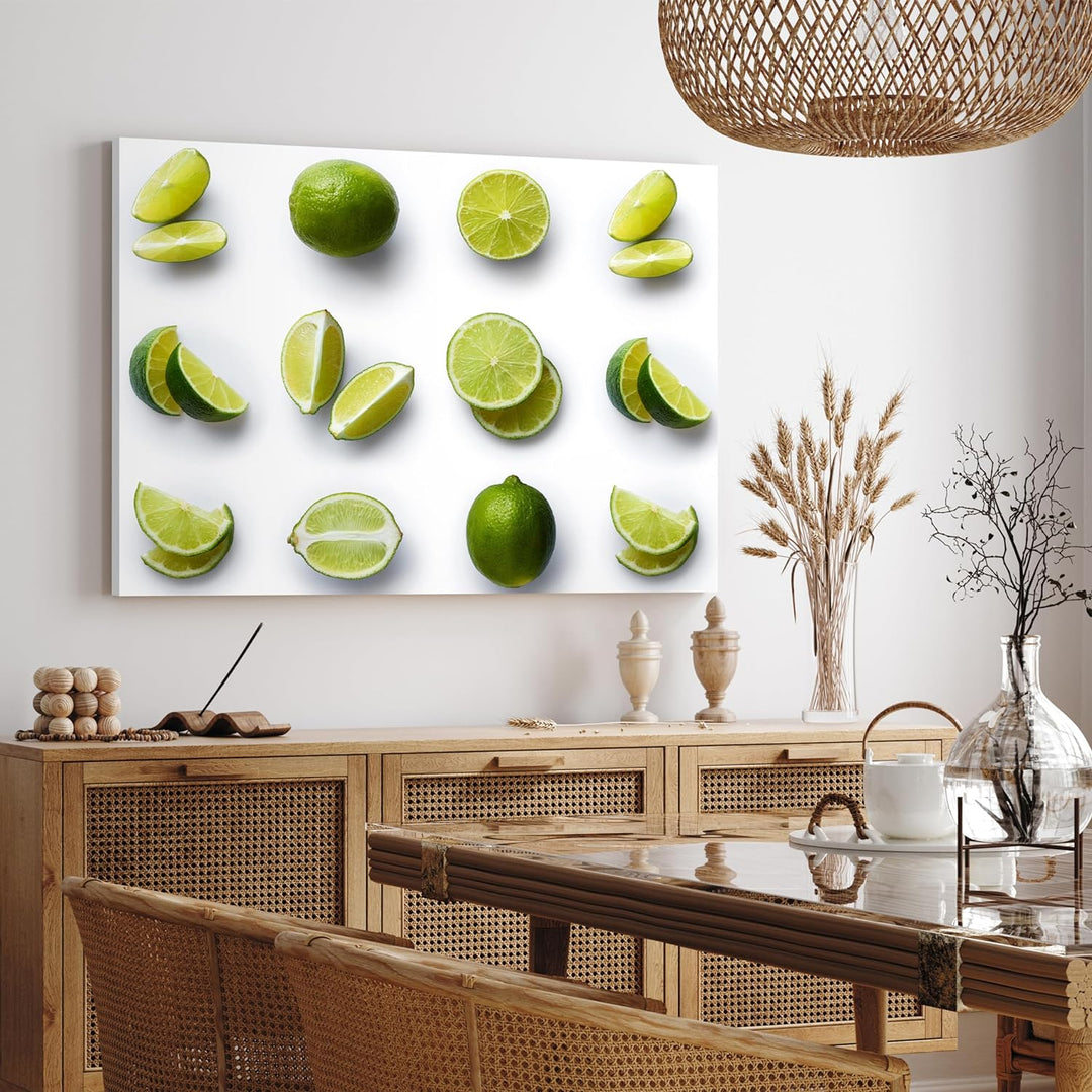 wandmotiv24 Obst & Gemüse als Leinwandbild, 40x30cm, Querformat, Limetten, Früchte, Küche, Lebensmit