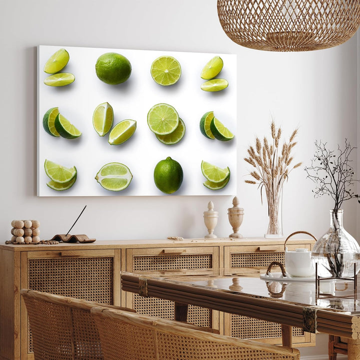 wandmotiv24 Obst & Gemüse als Leinwandbild, 40x30cm, Querformat, Limetten, Früchte, Küche, Lebensmit