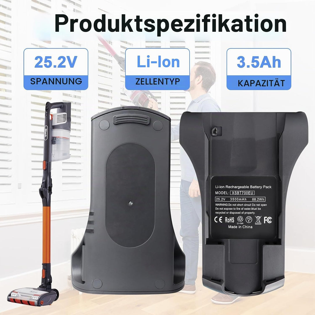 MXJFYY 25,2 V 3500 mAh Lithium-Ionen-Ersatzakku für Shark XSBT700/XSBT700EU, Akku kompatibel mit Sha