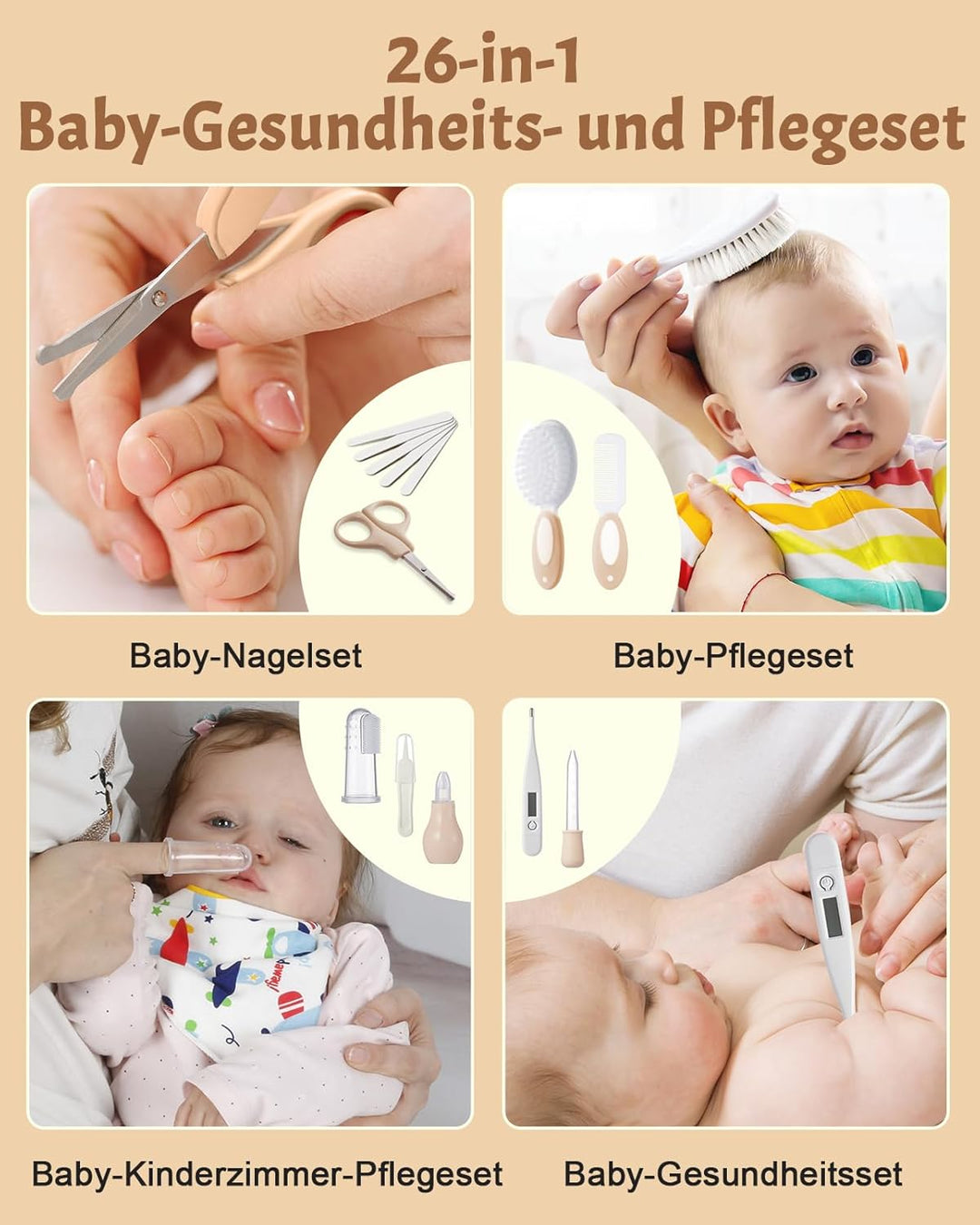 Lictin Baby Nagelfeile Elektrisch, Elektrische Nagelfeile mit 6 Schleifkopf, 26 in 1 Baby Nagelset m