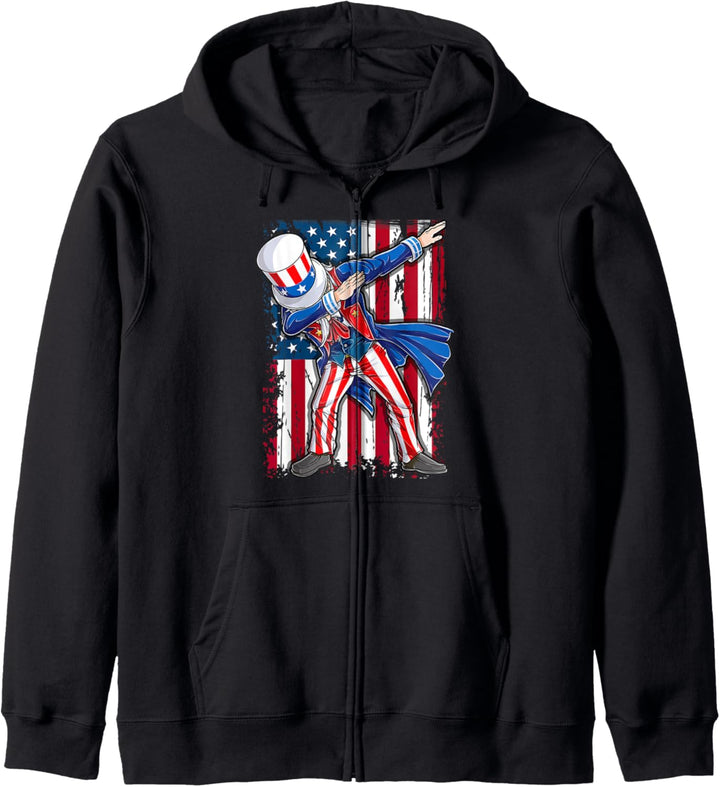 Tupfen Uncle Sam 4. Juli Patriotisch Rot Weiss Blau Kapuzenjacke