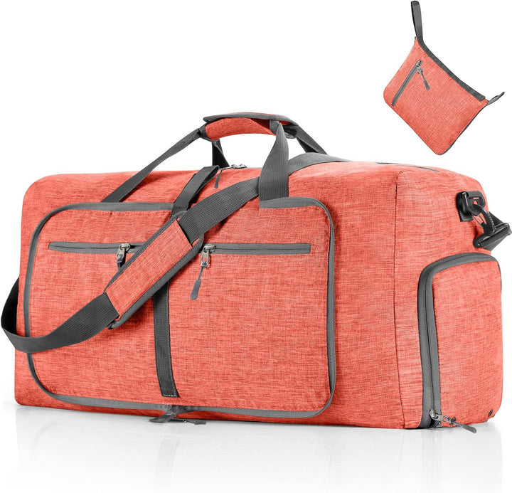 Vomgomfom 65L Reisetasche mit Schuhfach, Grosse Falttasche für Camping, Reisen, Fitness, Rosa K Rosa