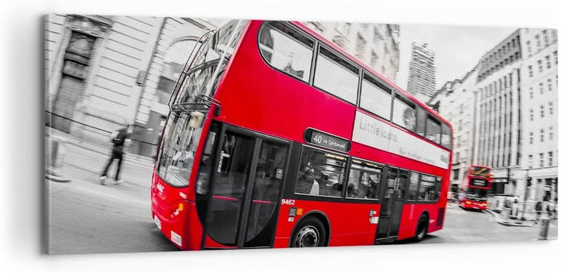 Panorama Bilder auf Leinwand 100x40cm Leinwandbild Bus London Reise Tourismus Gross Wanddeko Bild Sc