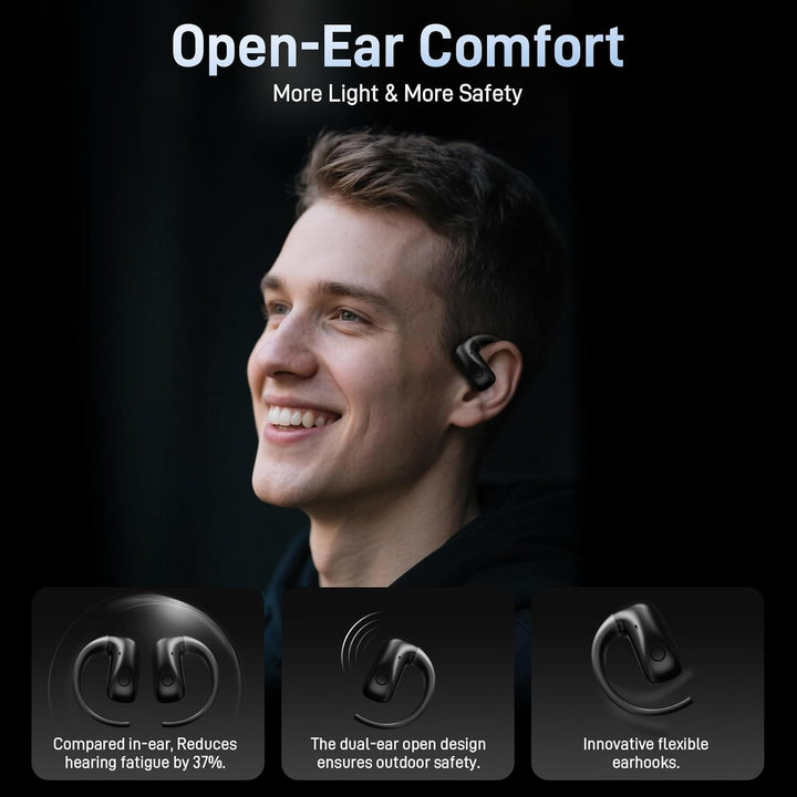 Wantek Open Ear Kopfhörer Bluetooth 5.3, Offene Kopfhörer Kabellos mit Mikrofon, HiFi-Sound Klare An