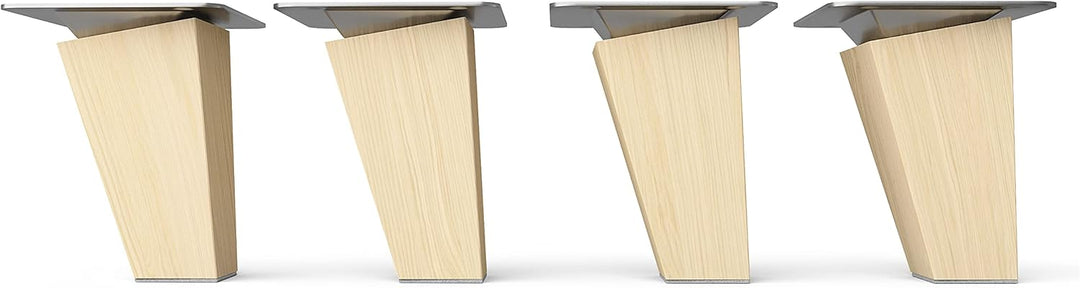 Sossai Möbelfüsse aus Naturholz Buche unbehandelt, Clif Square HMF4, 8 cm hoch, eckig, schräge Ausfü