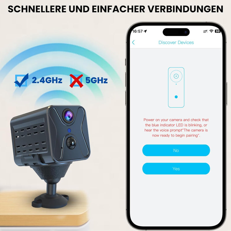 javiscam Mini Kamera, überwachungskamera innen, Kamera überwachung innen, 4K AI Bewegungserkennung,