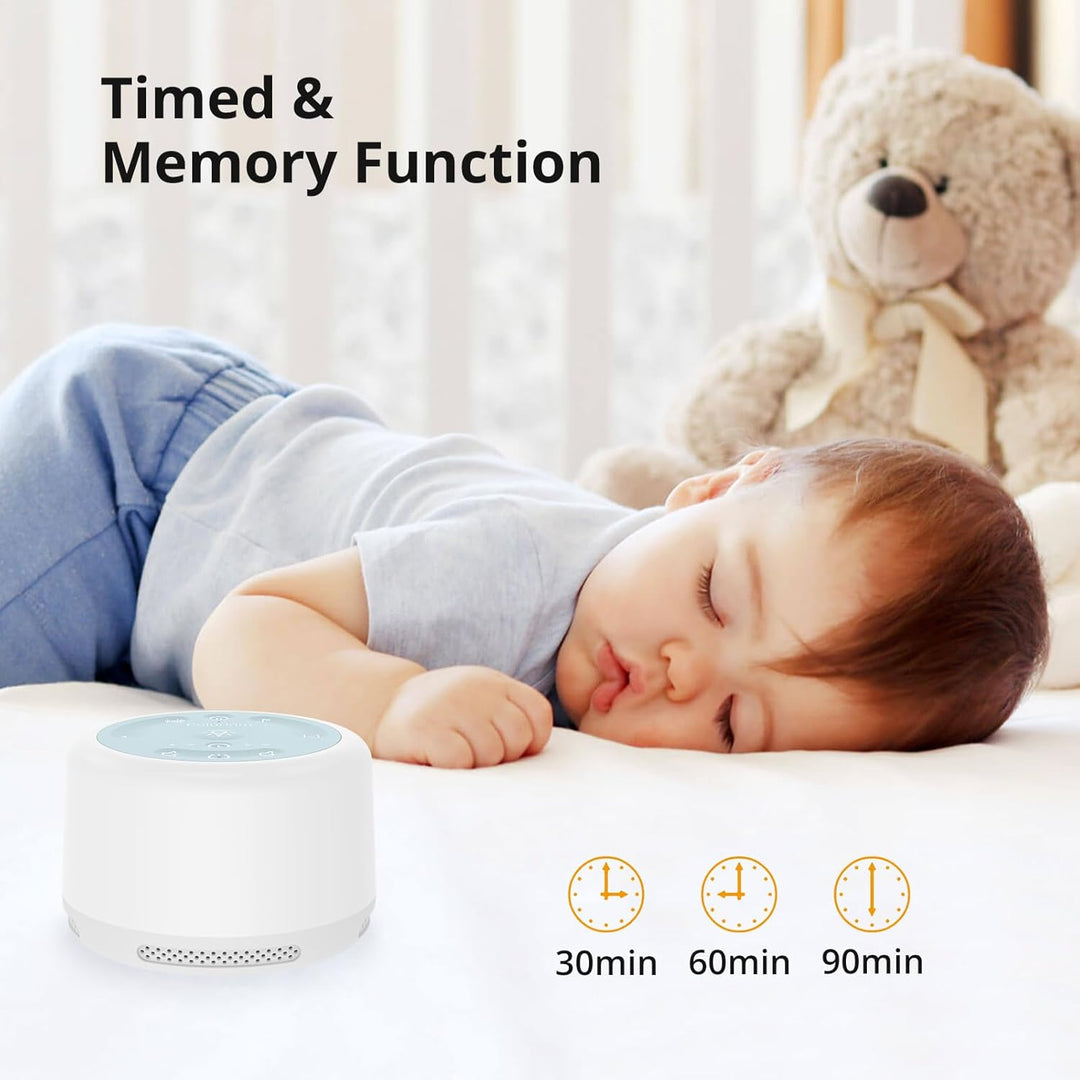 White Noise Machine Baby Einschlafhilfe und Spieluhr mit 20 Klängen, drahtlose Verbindung, Weisses R
