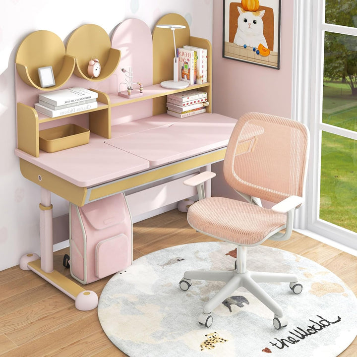 FANTASK Ergonomischer Schreibtischstuhl Kinder, Höhenverstellbar 43-55cm, 360° Drehstuhl mit Rückenl