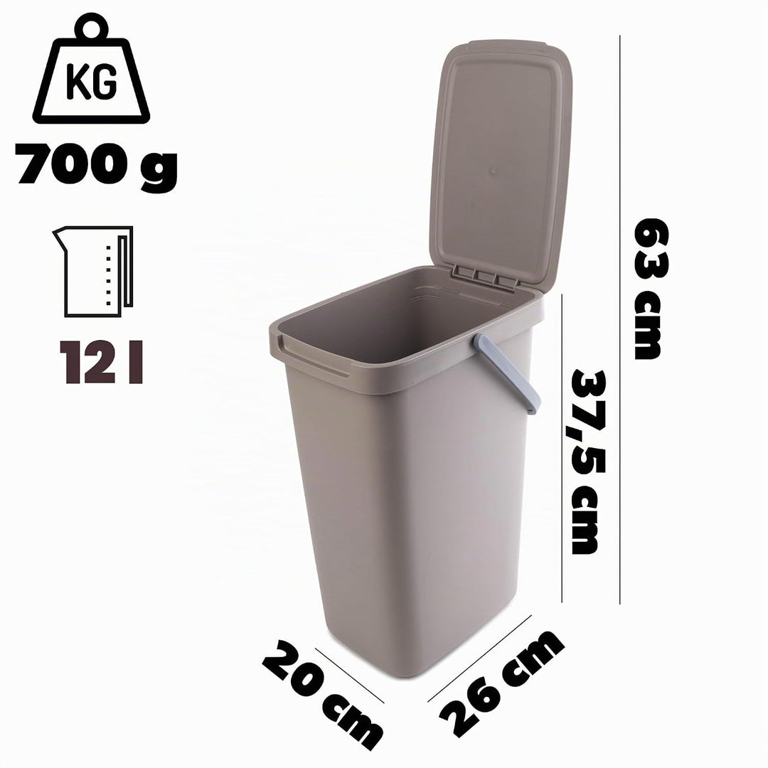 KADAX Abfallbehälter mit Deckel und Griff, Abfalleimer aus Plastik, Mülleimer für die Mülltrennung,