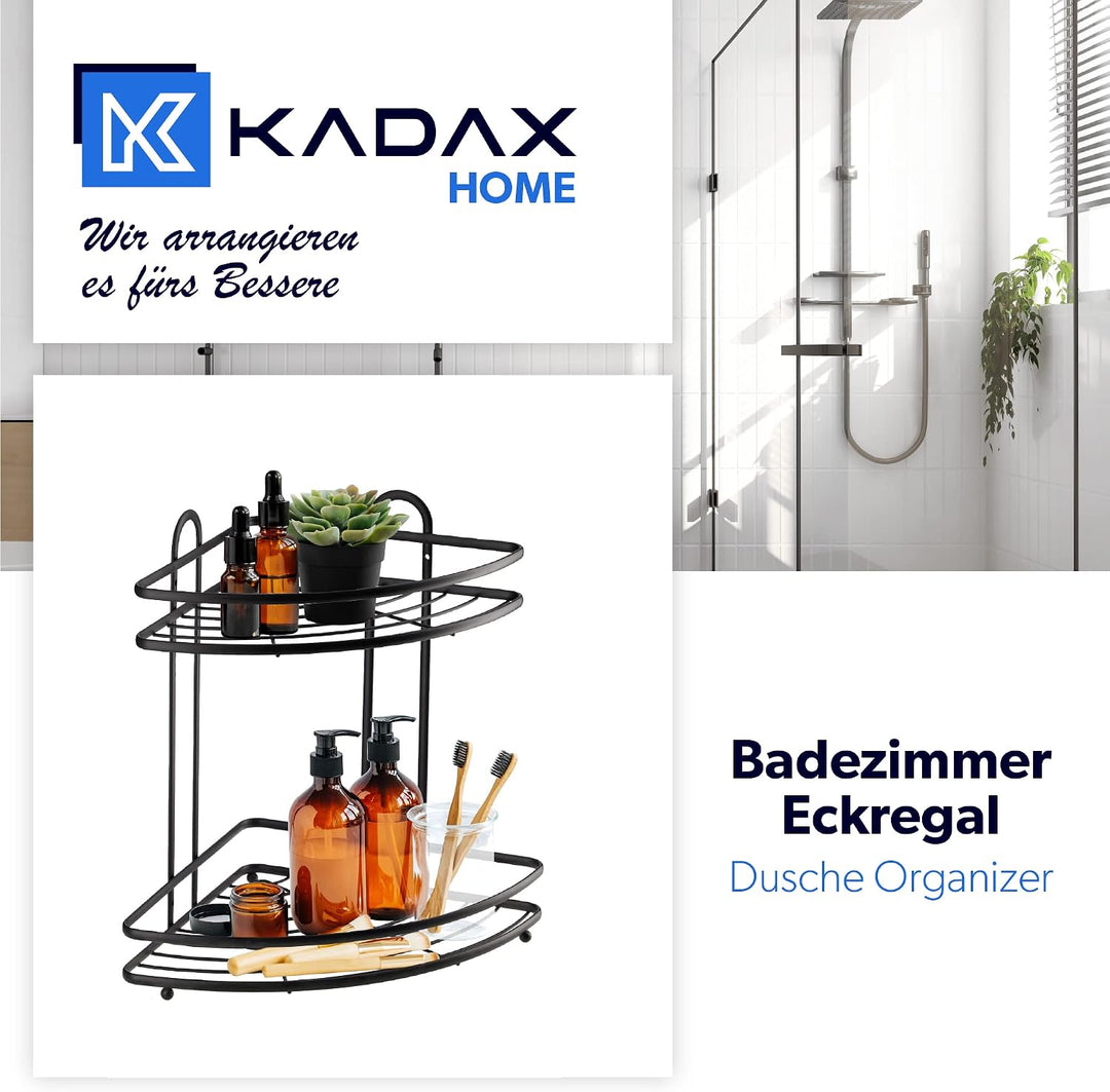 KADAX Eckablage, Wandeckregal aus pulverbeschitetes Stahl, Badezimmer Eckregal, Duschkorb, Duschabla