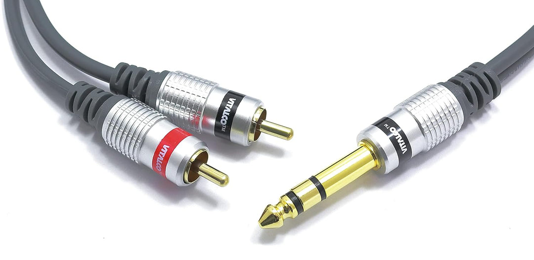 6.3mm Stereo Klinke auf Cinch Kabel 5m 2x Male Cinch Stecker zu Stereo Grosse Klinke Audio Adapter M