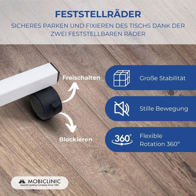 Mobiclinic, Bett- oder Sofa Beistelltisch für Erwachsene und Behinderte, Mit Rädern, Leicht, Tragbar