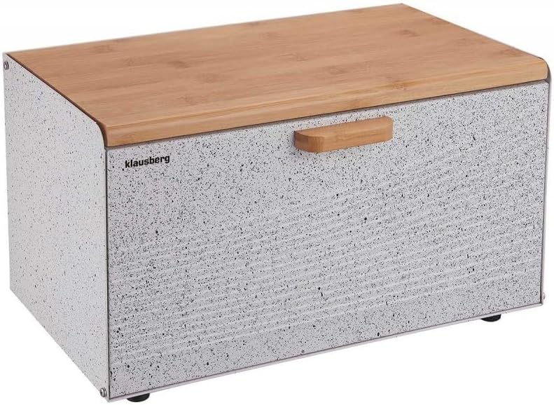 Klausberg Brotbox Brotkasten Brotkiste Holz Edelstahl Brotkorb KB-7466 weiss, Weiss
