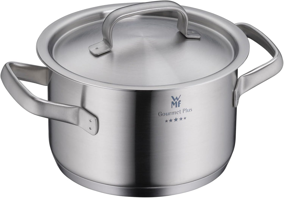 WMF Gourmet Plus Topfset Induktion 4-teilig, Kochtopf Set mit Metalldeckel, Cromargan Edelstahl matt