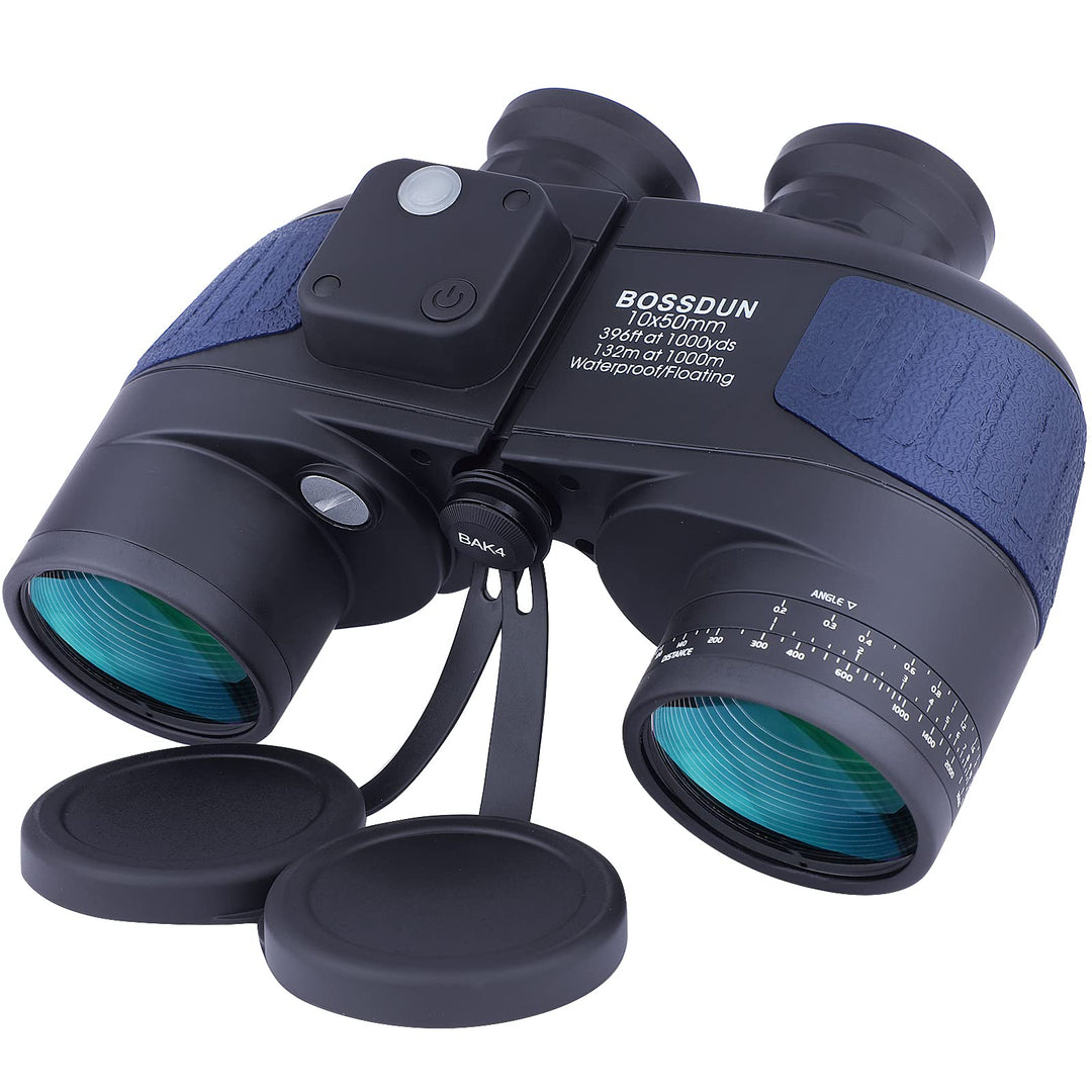 Marine Fernglas 10x50 wasserdicht mit Kompass & Entfernungsmesser, Militärfernglas HD, beschlagfreie