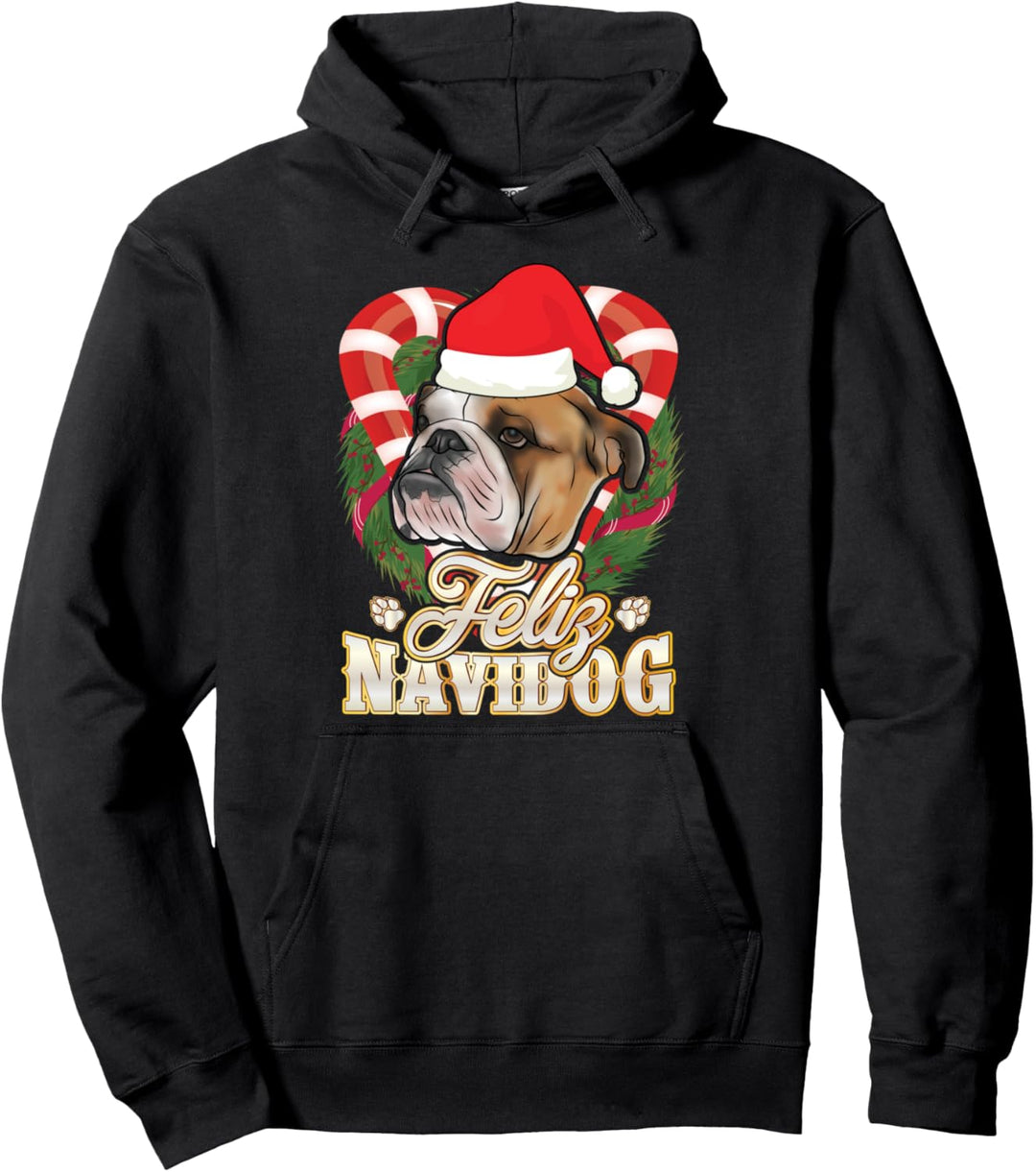 Feliz Navidog Englische Bulldogge Weihnachtsmann Weihnachten Pullover Hoodie