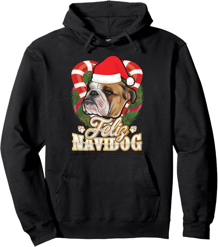 Feliz Navidog Englische Bulldogge Weihnachtsmann Weihnachten Pullover Hoodie