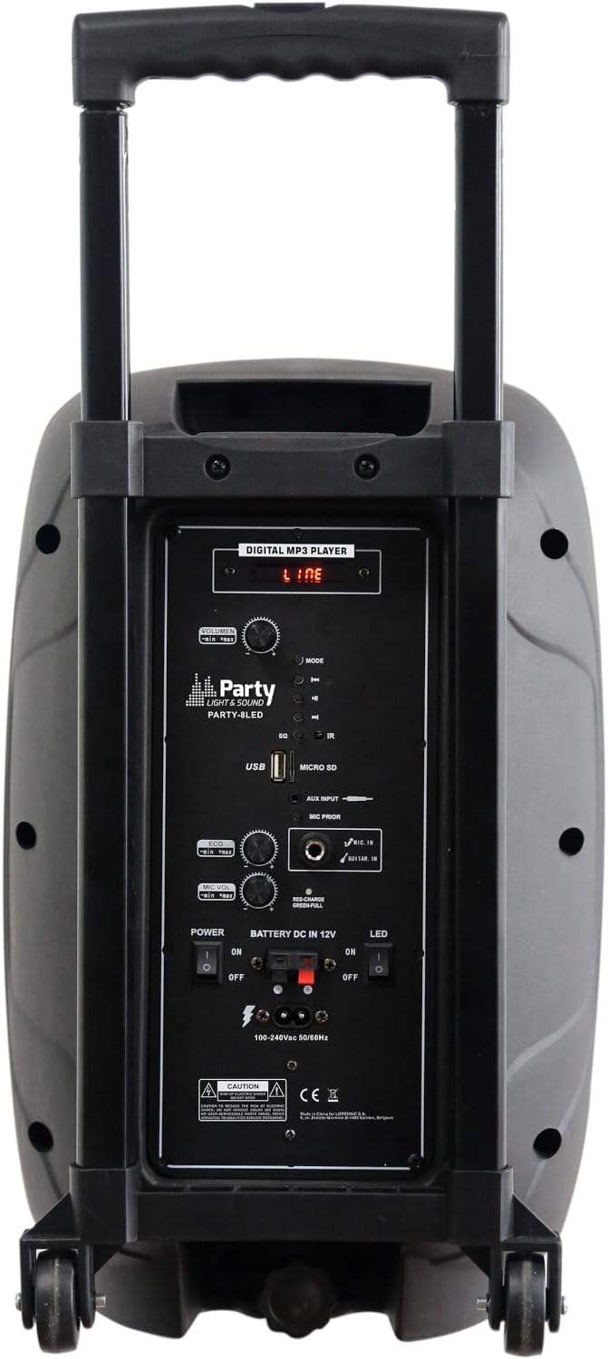 PARTY-8LED - PARTY - 200 W RMS, 8"/20 cm grosser batteriebetriebener Lautsprecher mit 1 Mikrofon am