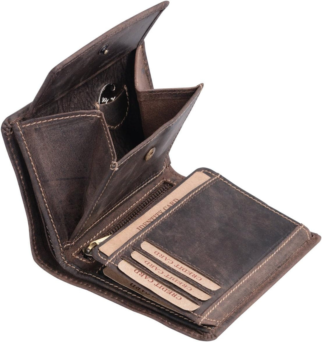 LEAS Herren Geldbeutel natur mit Geschenkbox Echt-Leder, dunkelbraun Vintage-Collection