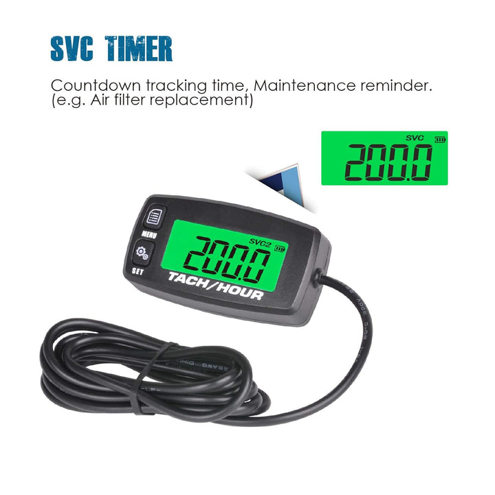 Runleader Digital Motor Betriebsstundenzähler,Wartungserinnerung Drehzahlmesser für das Fahren von R