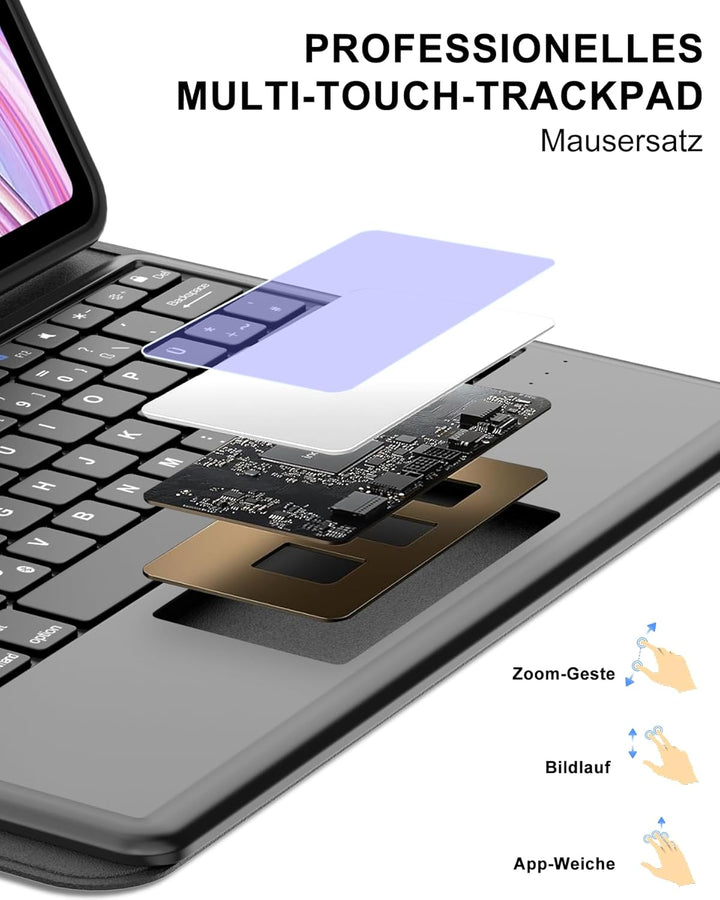 Tastatur Case für Redmi Pad Pro 12,1" 2024 & Poco Pad 12,1" 2024, Abnehmbare Bluetooth Tastatur mit
