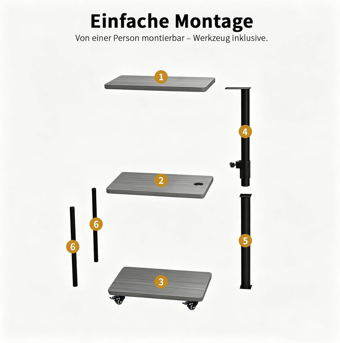 Beistelltisch auf Rollen mit Bremse, höhenverstellbar &amp; 360° drehbar – Beistelltisch Couch/Side Tabl