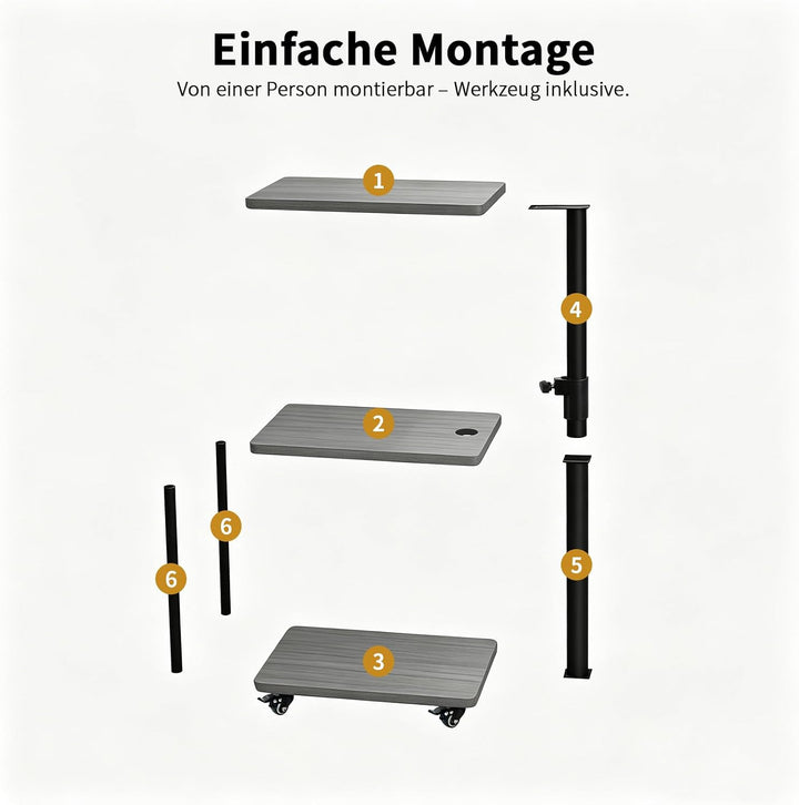 Beistelltisch auf Rollen mit Bremse, höhenverstellbar &amp; 360° drehbar – Beistelltisch Couch/Side Tabl