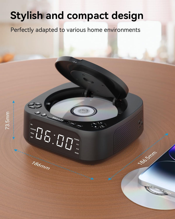 MONODEAL CD Player Tragbar mit Wireless Charger, 2025 Tragbarer CD Player Bluetooth, Wiederaufladbar