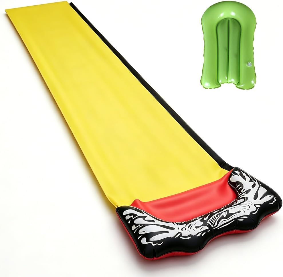 Wasserrutsche Garten, 15.7ft/480cm Wasser Rutsche, Wasserspielzeug Wasserrutschmatte mit 1 Bodyboard