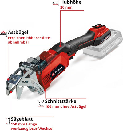 Einhell Akku-Astsäge GE-GS 18/150 Li-Solo Power X-Change (18V, 100 mm max. Schnittstärke 20 mm Hubhö